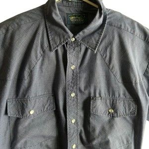 Salmon River Traders Men's Pearl Snap Shirt Short Sleeve Western Blue size L